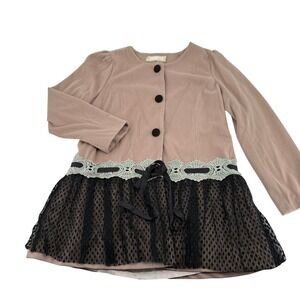 A' Reve Lace Hem Arabella jacket with ribbon detail puff sleeve Size L